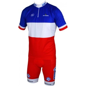 FRANCAISE DES JEUX(FDJ) Französischer Meister 2014/2015 Kurzarmtrikot(kurzer Reißverschluss)-B'TWIN