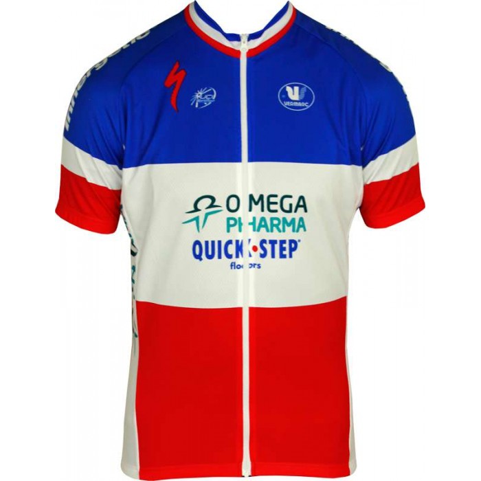 OMEGA PHARMA-QUICKSTEP Französischer Zeitfahrmeister 2012/13-Kurzarmtrikot mit langem Reißverschluss